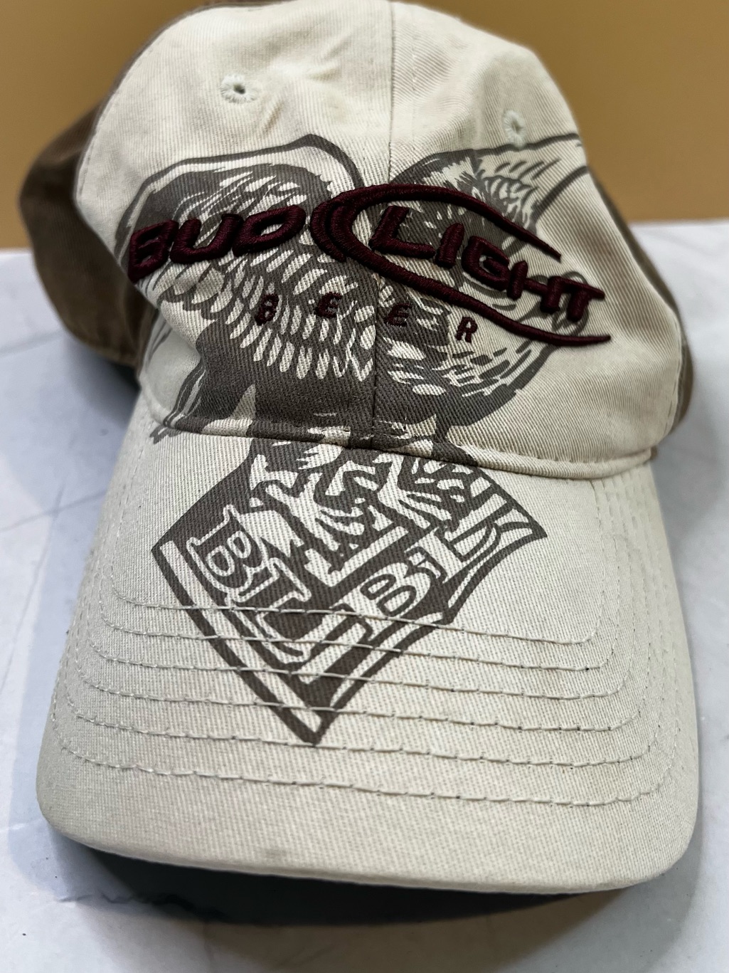 Beige  Brown Embroidered Logo Baseball Cap